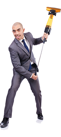 Man and vacuum cleaner
