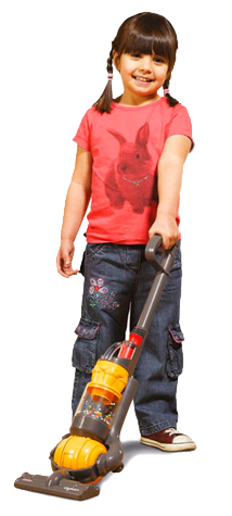 Girl washing carpet